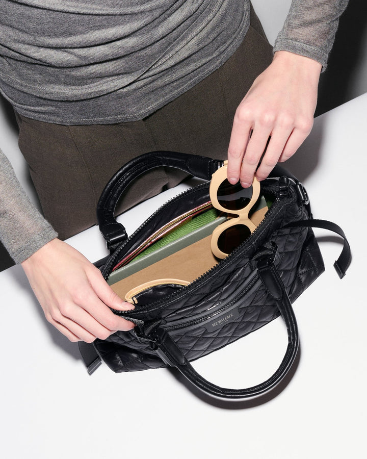 MZ Wallace PARK SATCHEL SMALL BLACK HANDBAGS | Shop now at Main &amp; Taylor Shoes!