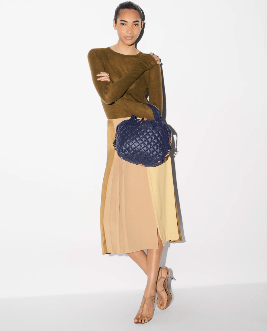 MZ Wallace SUTTON SMALL DELUXE NAVY TOTE Handbags | Shop now at Main & Taylor Shoes!