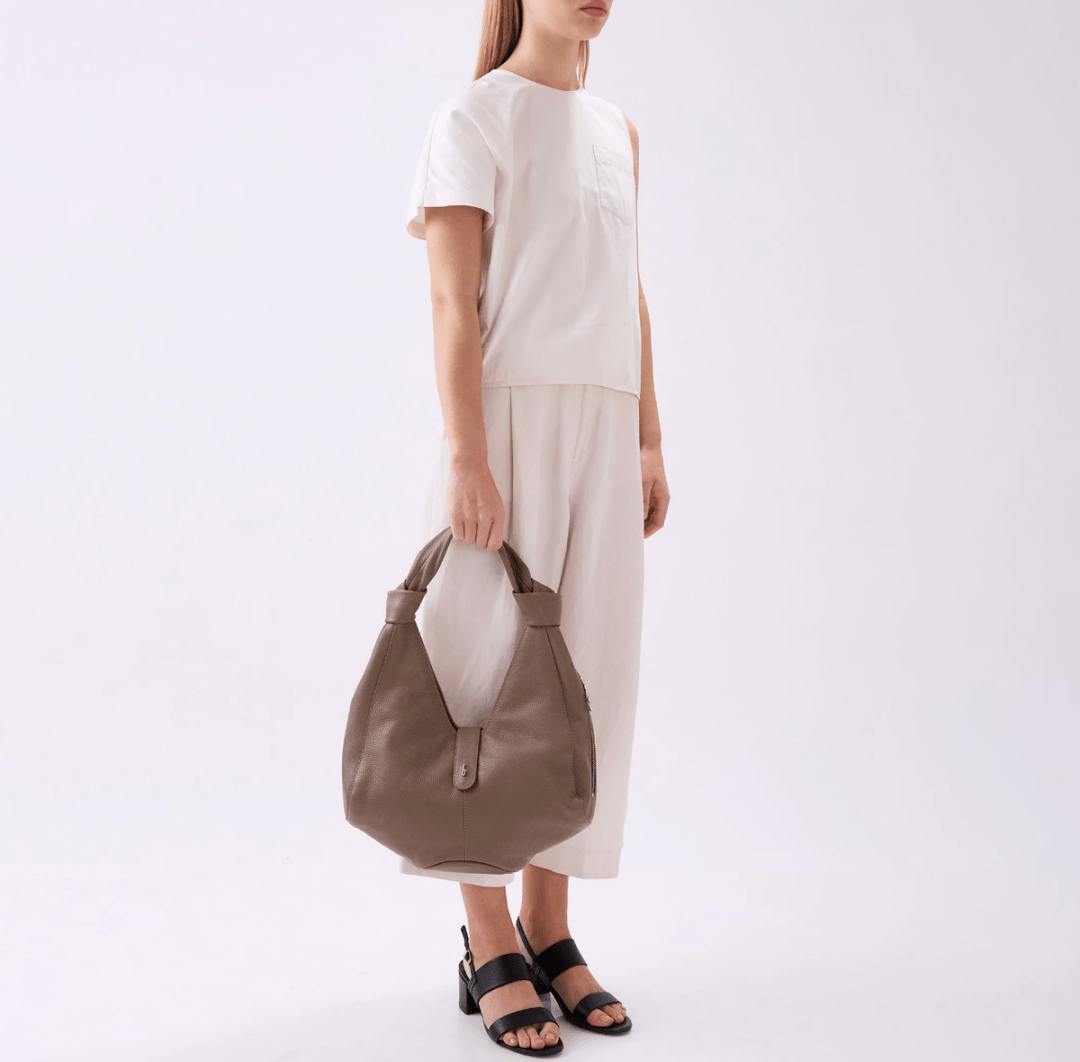 BEHNO NELLI HOBO LARGE TAUPE HANDBAGS | Shop now at Main & Taylor Shoes!