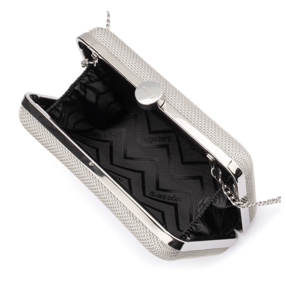 Olga Berg JEN MESH SILVER CLUTCH Handbags | Shop now at Main &amp; Taylor Shoes!
