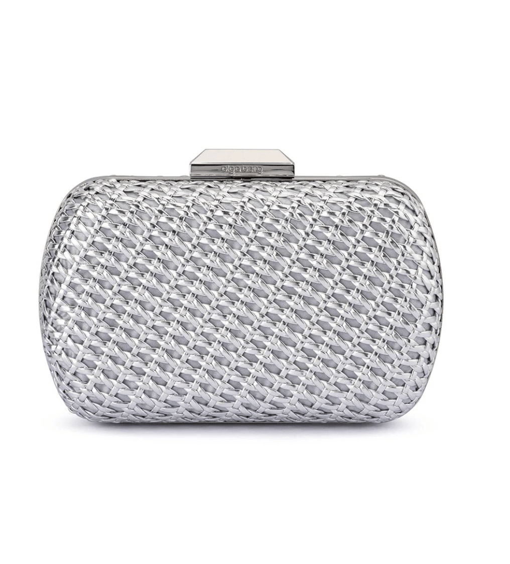 Olga Berg MALI TEXTURE SILVER CLUTCH Handbags | Shop now at Main & Taylor Shoes!