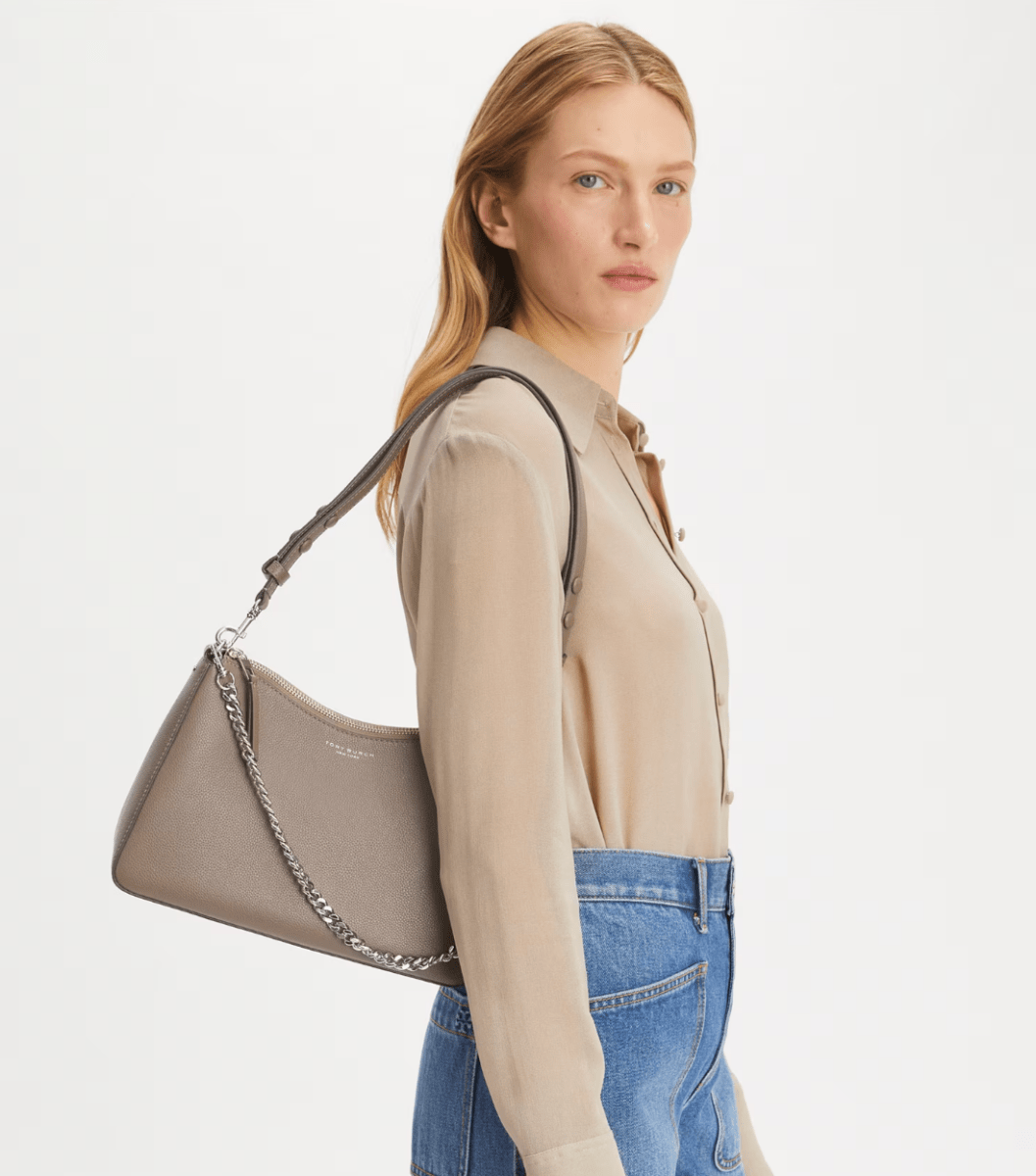 TORY BURCH HANDBAGS PERRY SHOULDER BAG WILD MUSHROOM HANDBAGS | Shop now at Main &amp; Taylor Shoes!