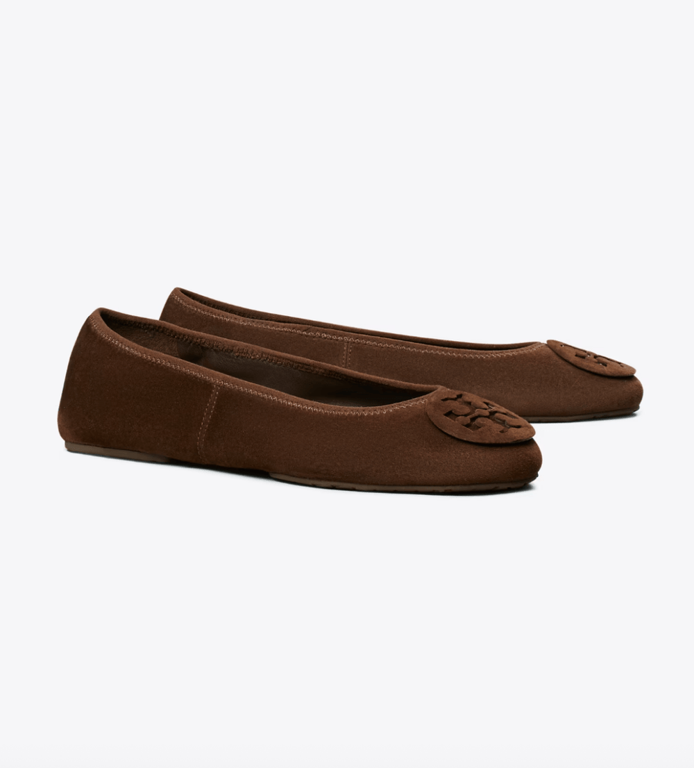 TORY BURCH REVA TRAVEL BALLET DARK COCOA Shoes | Shop now at Main & Taylor Shoes!