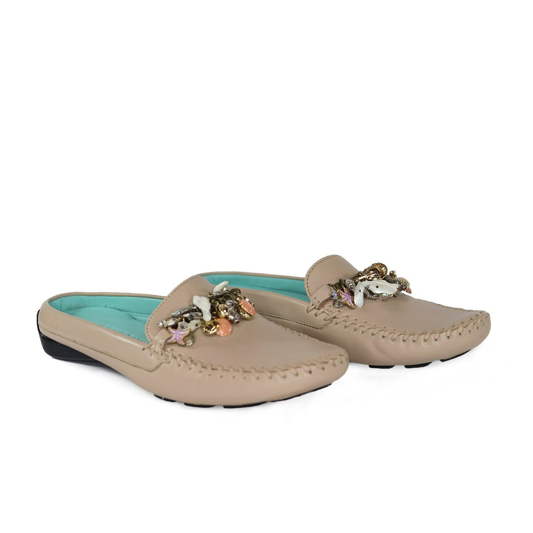ROBERT ZUR CALYPSO LT TAUPE BACKLESS LOAFER SHOES | Shop now at Main & Taylor Shoes!