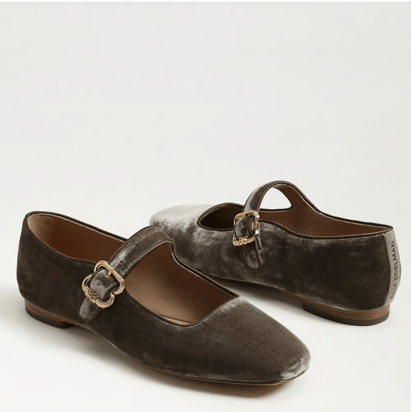 Sam Edelman MICHAELA DARK SAGE VELVET MARY JANE FLAT Shoes | Shop now at Main &amp; Taylor Shoes!
