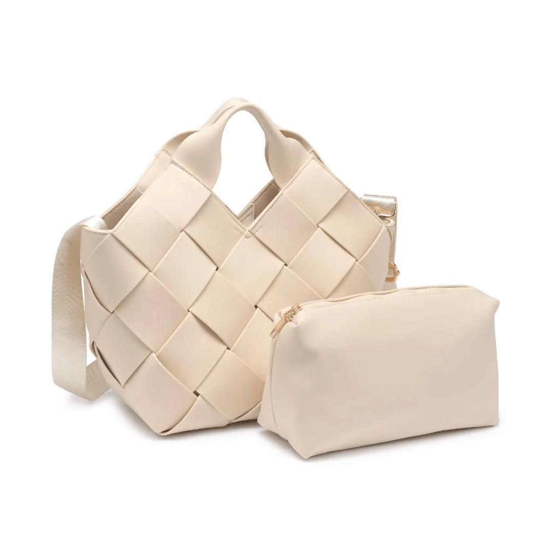 Sol and Seline RESILIENCE WOVEN CREAM TOTE HANDBAGS | Shop now at Main &amp; Taylor Shoes!