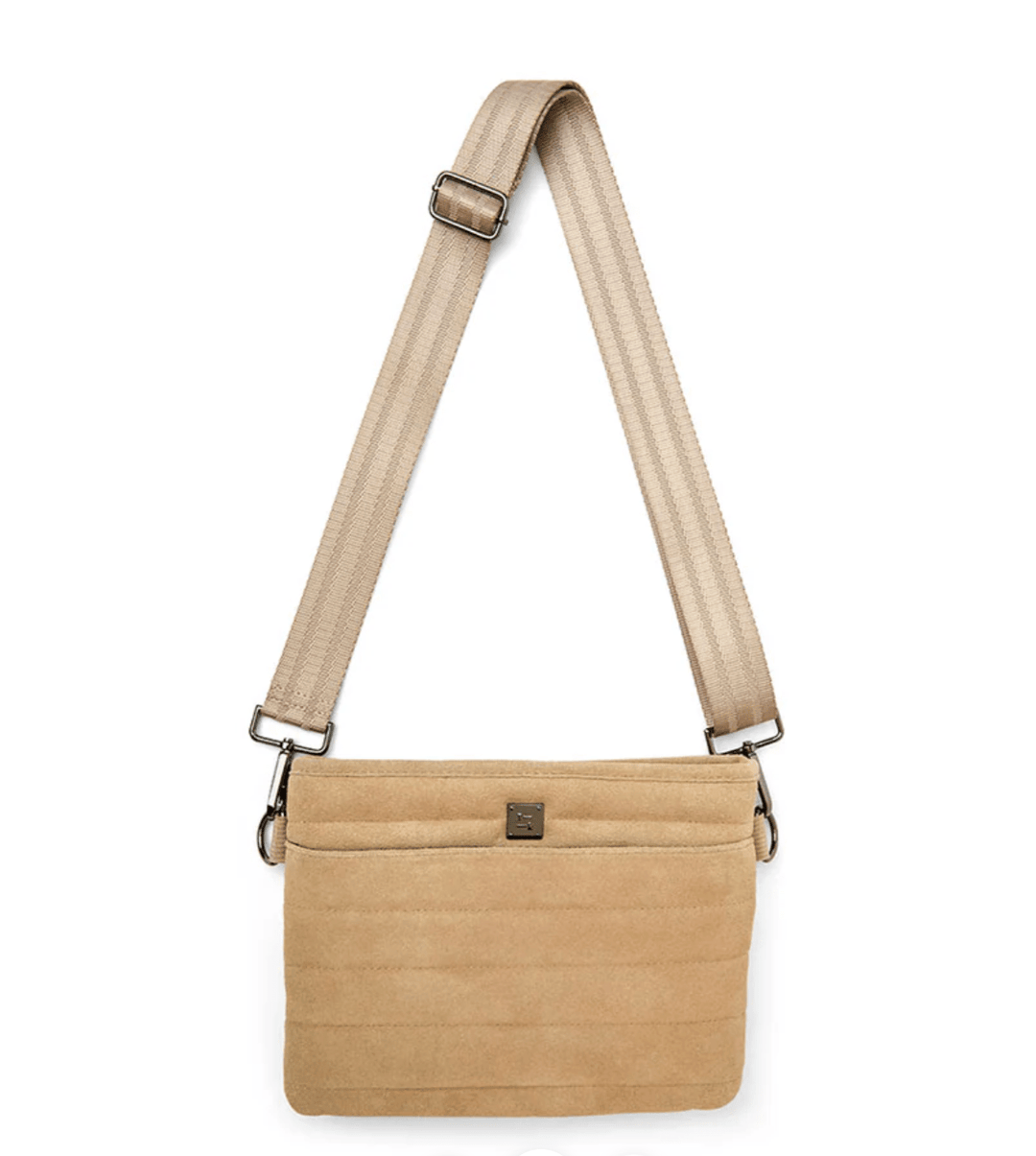Think Roylin BUMBAG 2.0 STONE SUEDE CROSSBOCY Handbags | Shop now at Main &amp; Taylor Shoes!