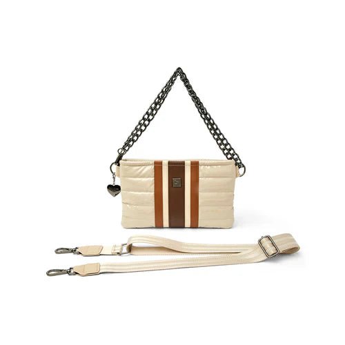 Think Royln Handbags ALMOST FAMOUS BLONDE PATENT WITH STRIPE CROSSBODY HANDBAGS | Shop now at Main &amp; Taylor Shoes!