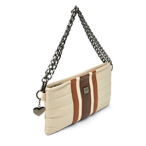 Think Royln Handbags ALMOST FAMOUS BLONDE PATENT WITH STRIPE CROSSBODY HANDBAGS | Shop now at Main &amp; Taylor Shoes!