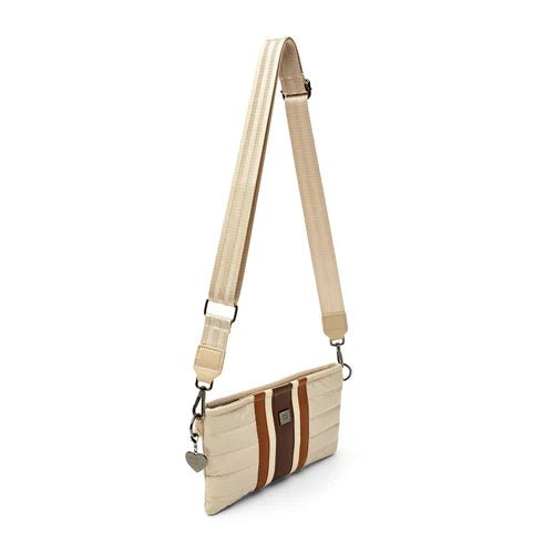 Think Royln Handbags ALMOST FAMOUS BLONDE PATENT WITH STRIPE CROSSBODY HANDBAGS | Shop now at Main &amp; Taylor Shoes!