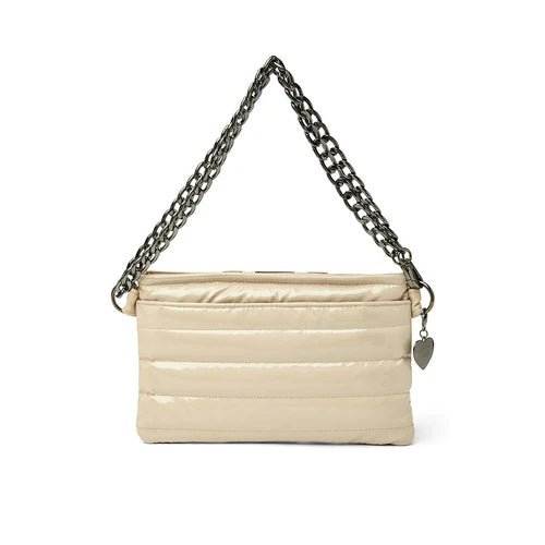 Think Royln Handbags ALMOST FAMOUS BLONDE PATENT WITH STRIPE CROSSBODY HANDBAGS | Shop now at Main &amp; Taylor Shoes!