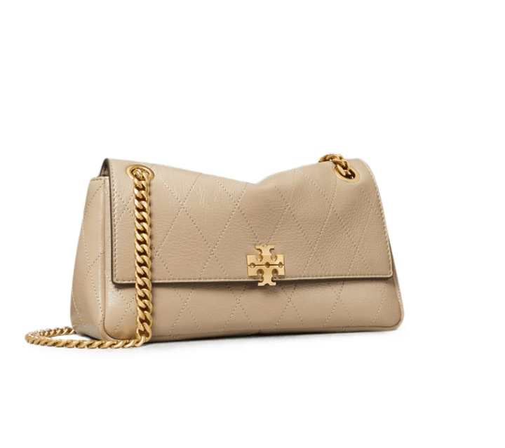 Tory Burch Handbag CHARLIE QUILTED SMALL SHOULDER SOFT CEMENT Handbags | Shop now at Main &amp; Taylor Shoes!