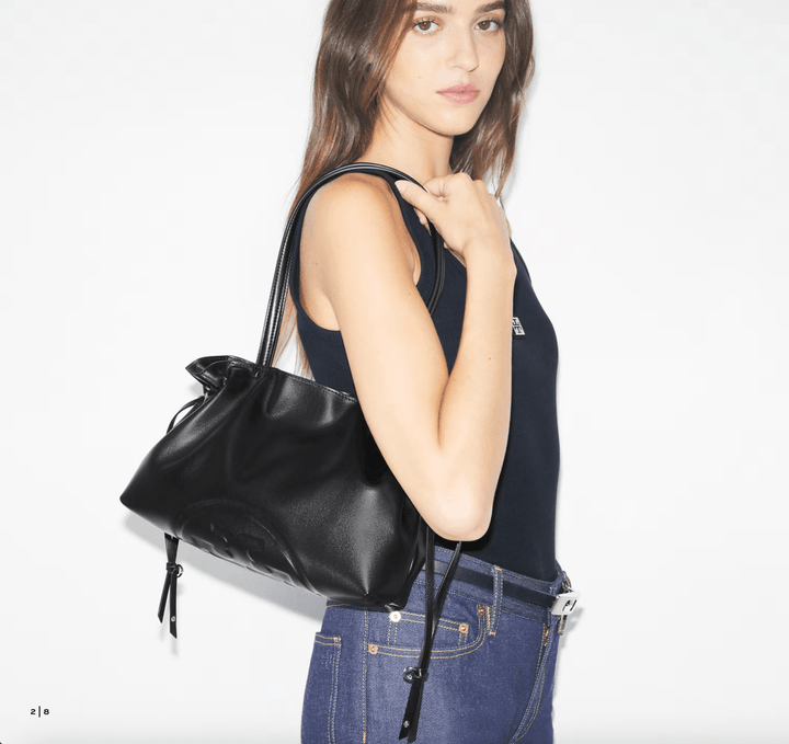 Tory Burch Handbag ELLA RECYCLED DRAWSTRING TOTE SMALL BLACK Handbags | Shop now at Main &amp; Taylor Shoes!