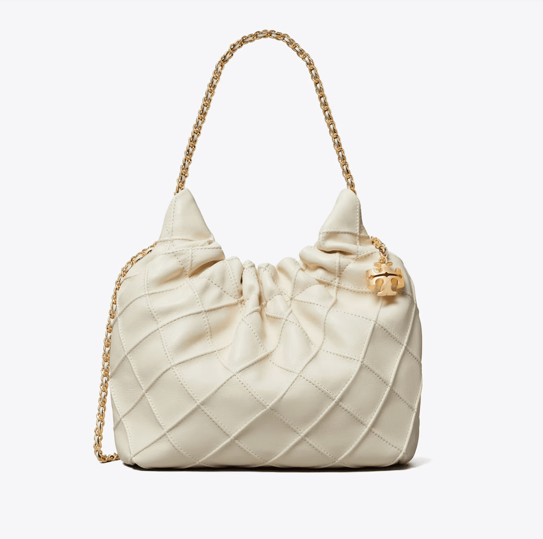 Tory Burch Handbag FLEMING MINI BUCKET CREAM BAG Handbags | Shop now at Main &amp; Taylor Shoes!