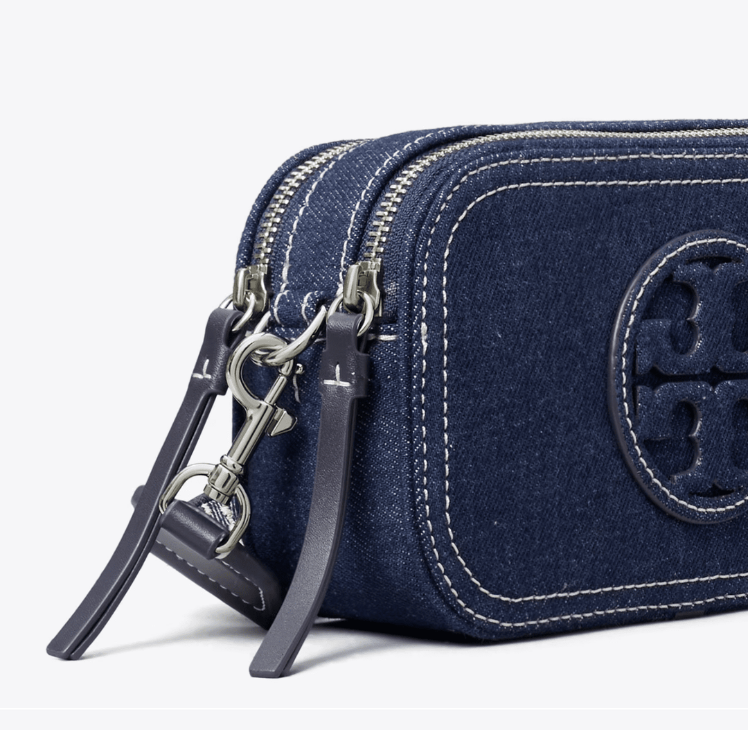 TORY BURCH HANDBAGS MILLER MINI CROSSBODY ROYAL NAVY DENIM HANDBAGS | Shop now at Main &amp; Taylor Shoes!