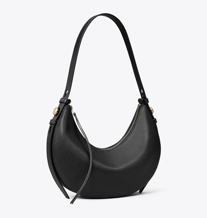 TORY BURCH HANDBAGS ROMY HALF MOON BAG BLACK HANDBAGS | Shop now at Main &amp; Taylor Shoes!