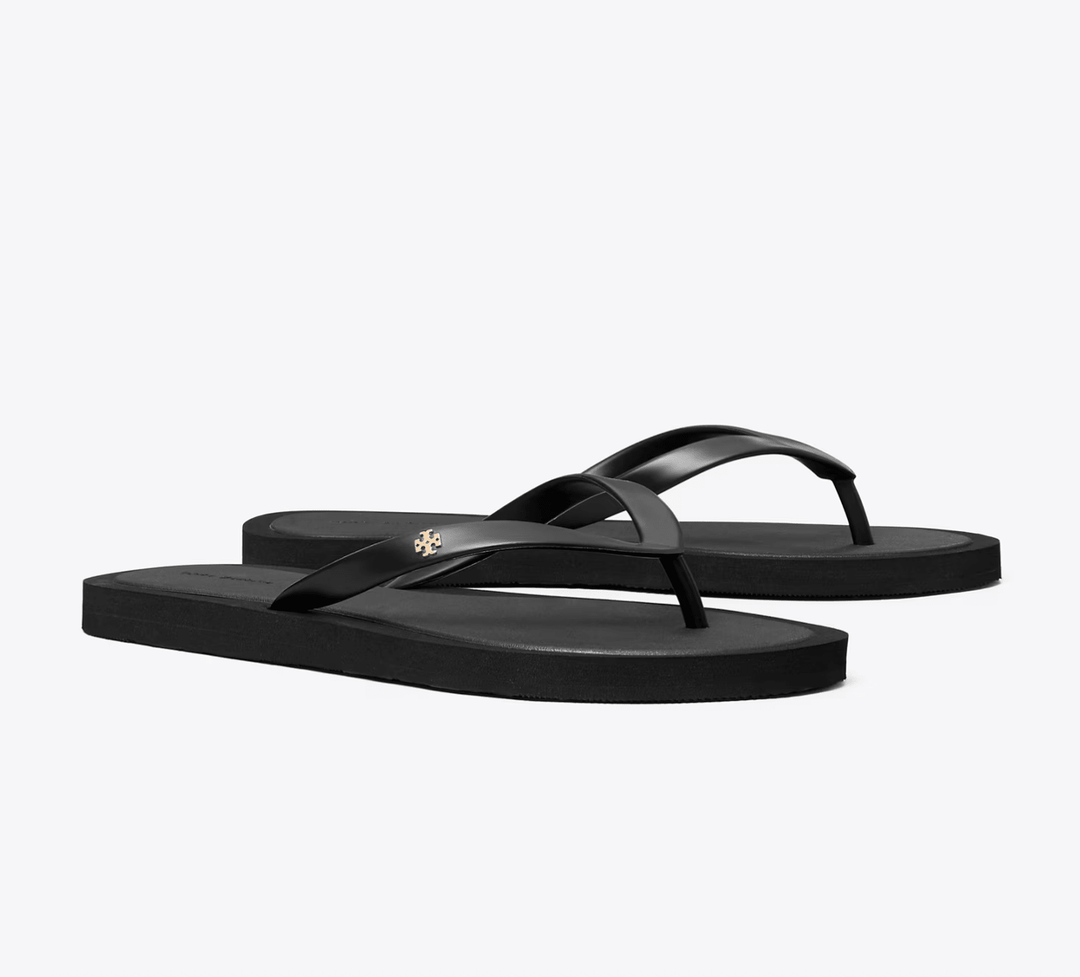 TORY BURCH KIRA PADDED FLIPFLOP BLACK SHOES | Shop now at Main & Taylor Shoes!