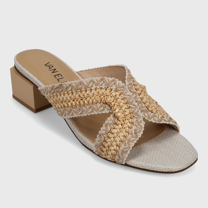 VANELI CYNDIA CREAM/BEIGE RAFFIA SLIDE Shoes | Shop now at Main &amp; Taylor Shoes!