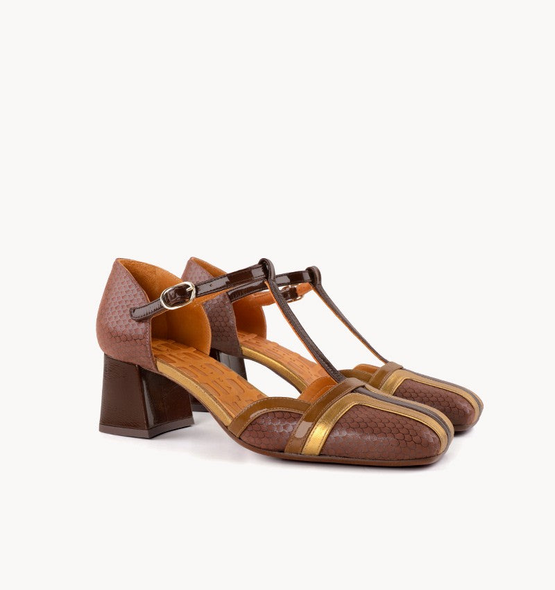 VOLAI BROWN/BRONZE HEEL