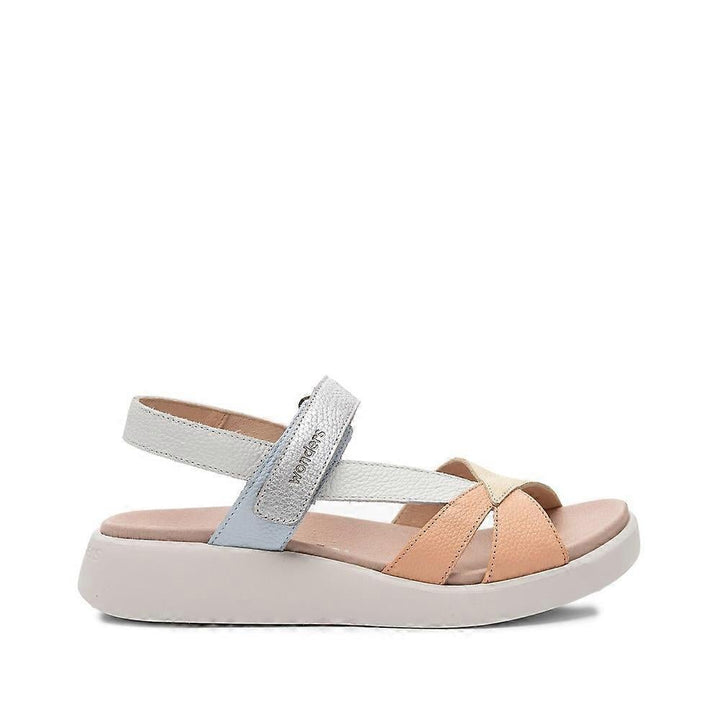 WONDERS C6522 MELON/VANILLA/OFF WHITE /SILVER SANDAL SHOES | Shop now at Main &amp; Taylor Shoes!